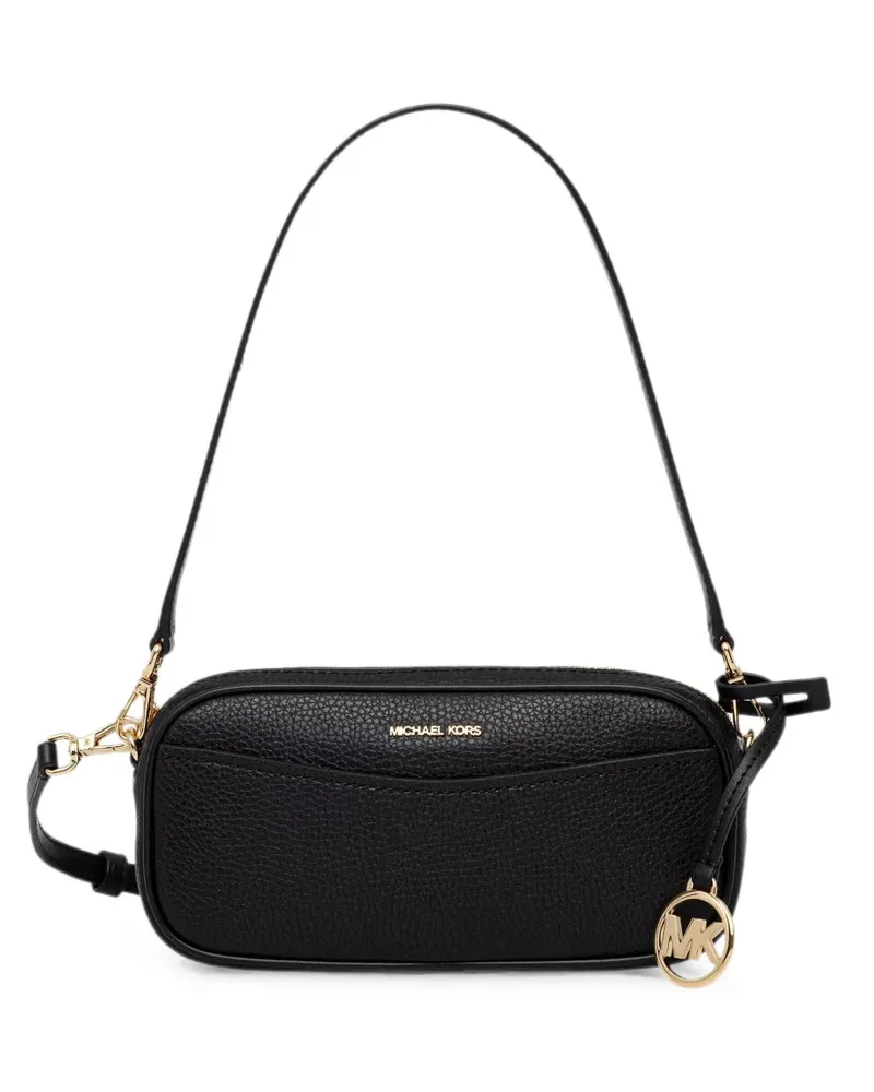 Michael Kors Schultertasche aus strukturiertem Leder mit Logo-Schild - Schwarz Schwarz