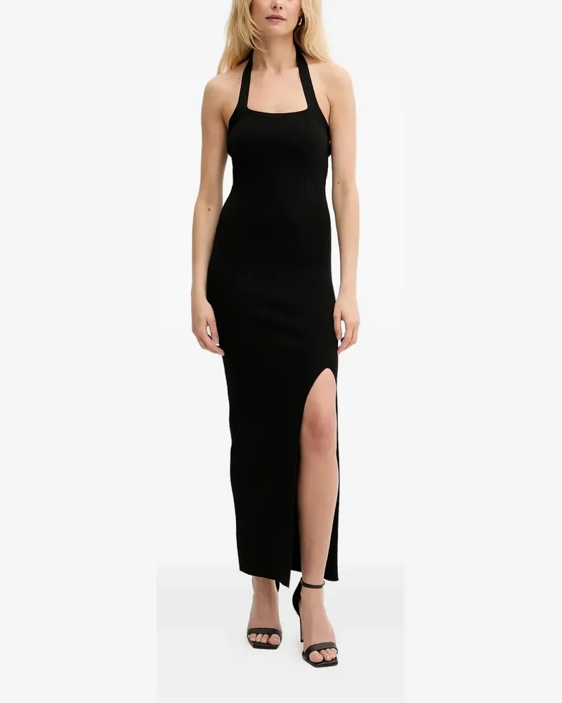 Silvian Heach Geripptes Midikleid - Schwarz Schwarz