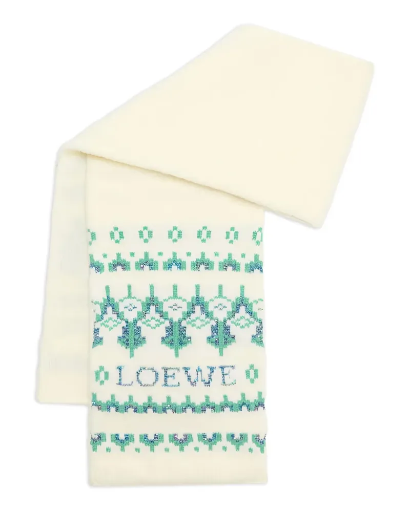 Loewe Schal mit Fairisle-Muster - Weiß Weiß