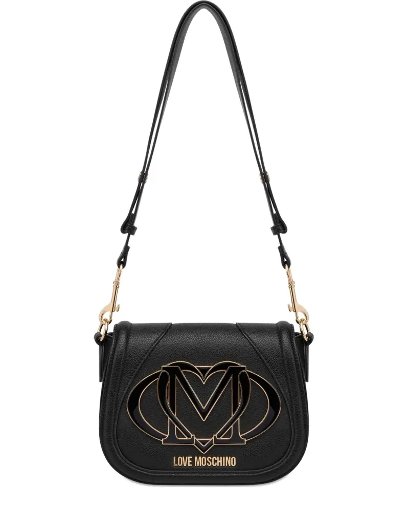 Moschino Schultertasche mit Logo-Schild - Schwarz Schwarz