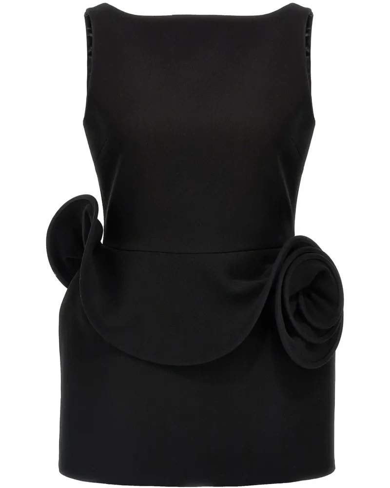 Magda Butrym Minikleid mit Blumenapplikation - Schwarz Schwarz