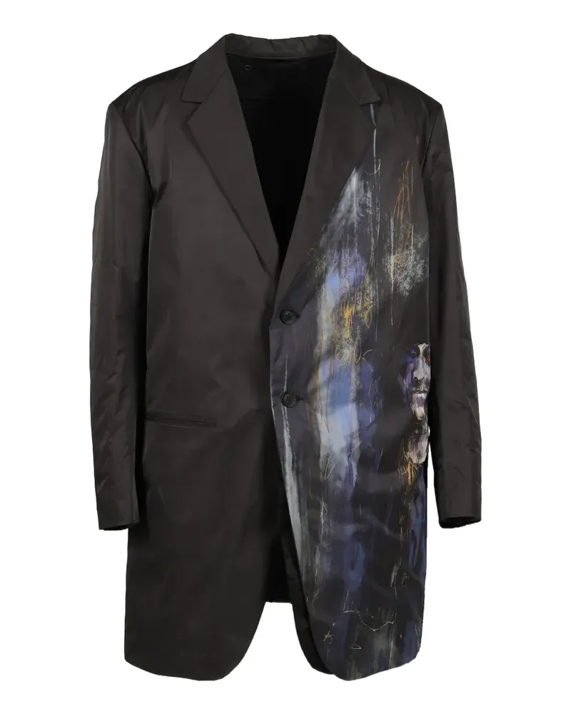 Yohji Yamamoto graphic-print reversible blazer - Schwarz Schwarz