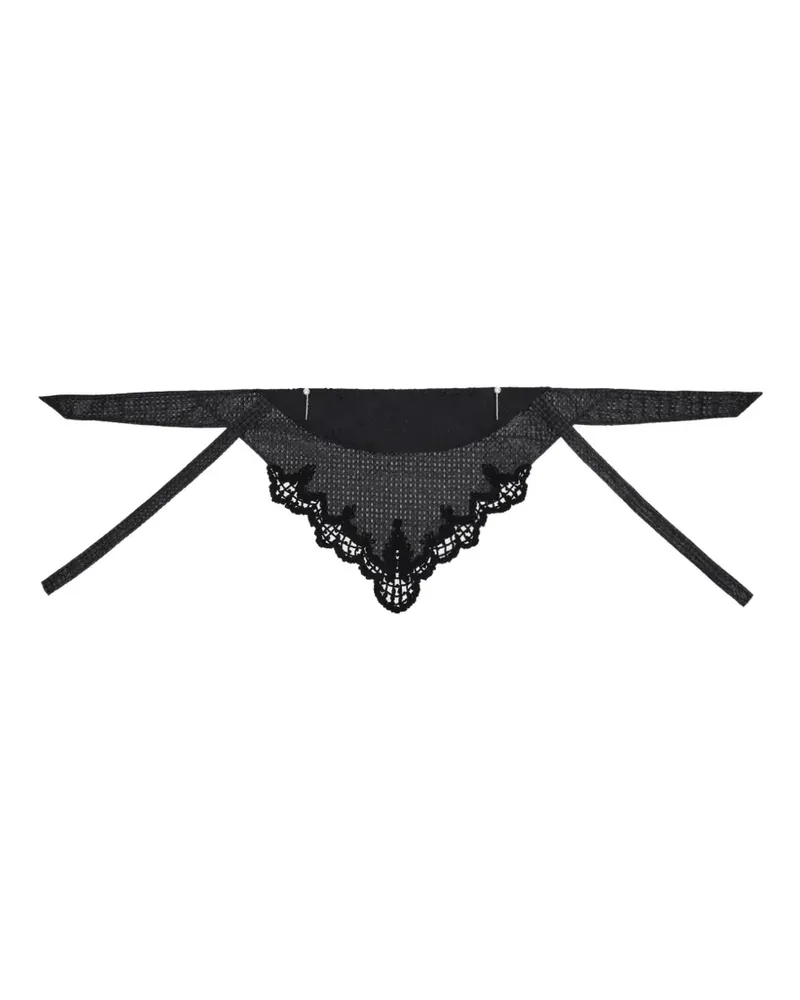 CA4LA Besticktes Haarschmuck mit Häkelbesatz - Schwarz Schwarz