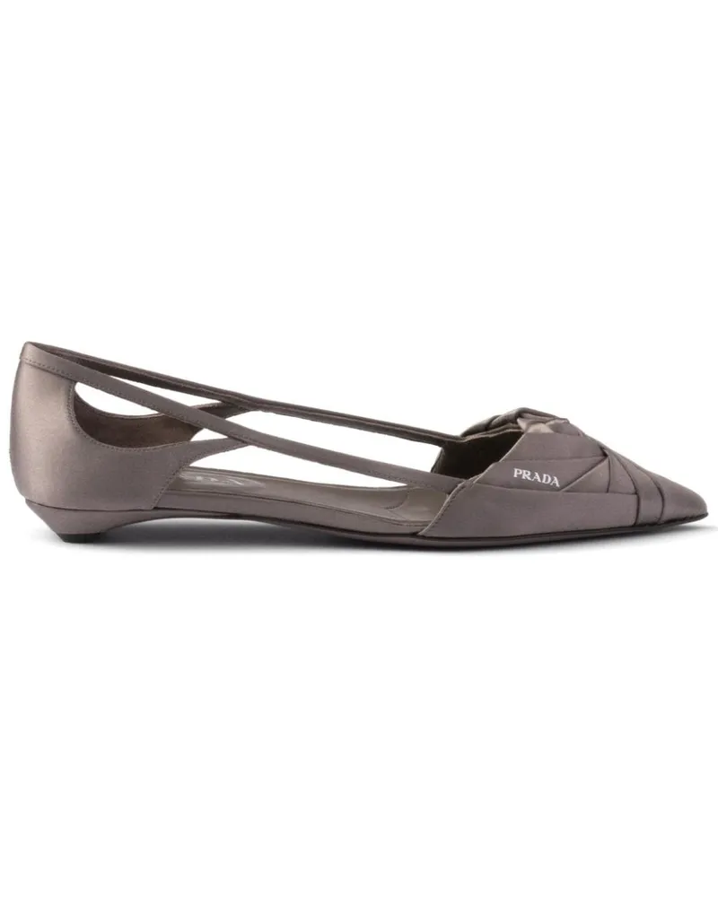 Prada Satin Ballerinas mit Cut-Out - Grau Grau