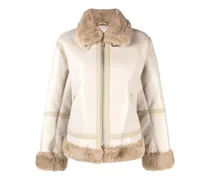 Mantel mit Shearling - Nude