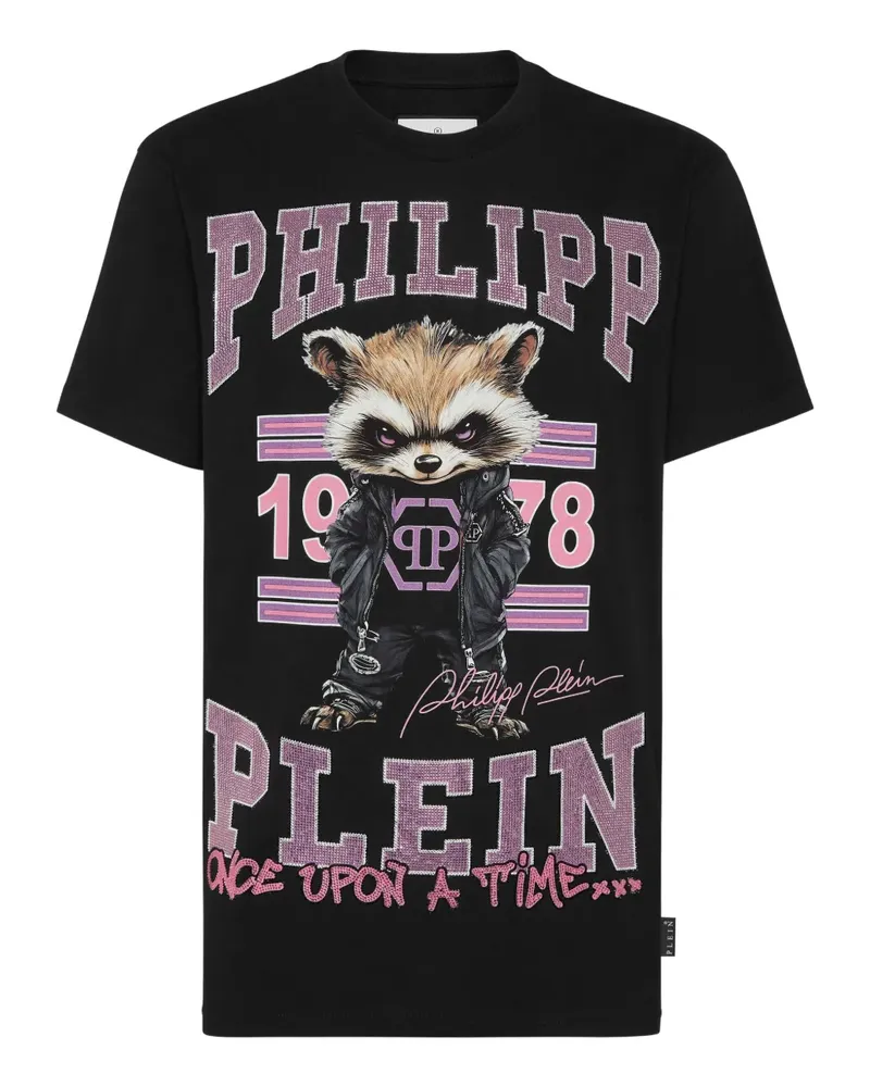 Philipp Plein T-Shirt mit Waschbär-Print - Schwarz Schwarz