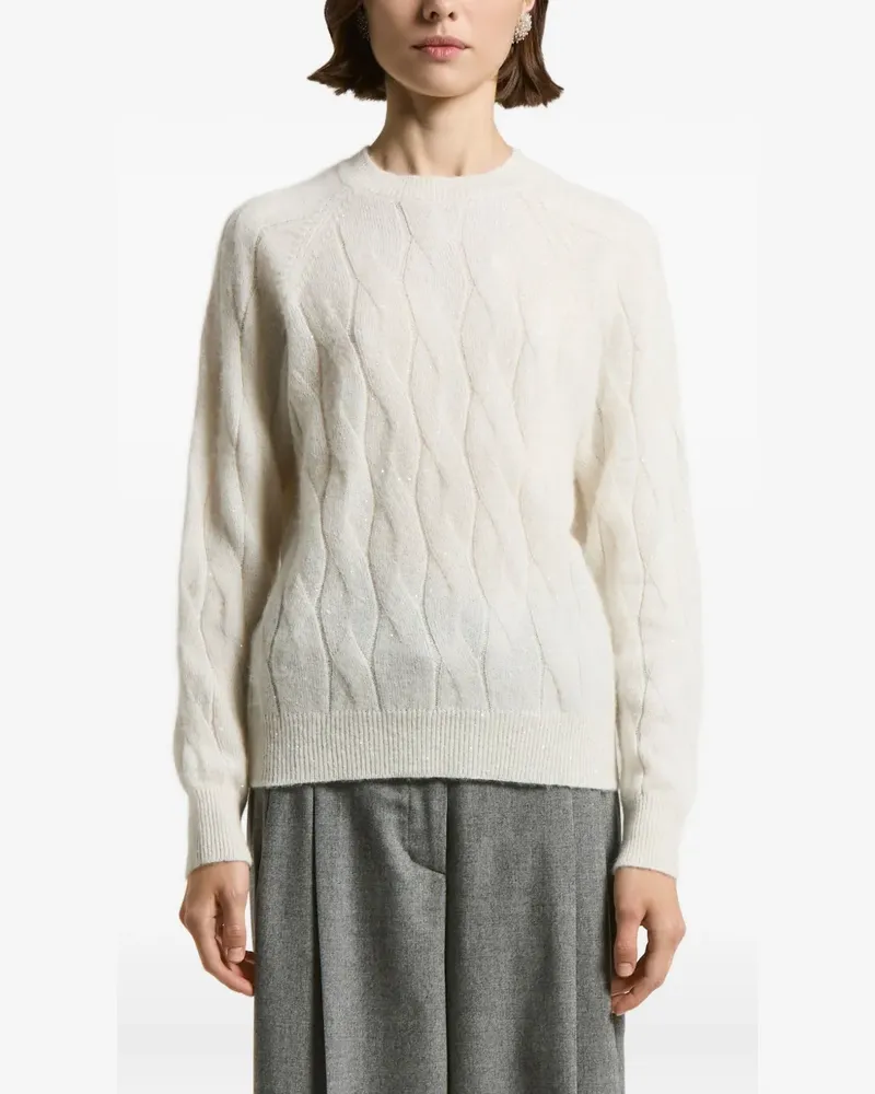 Peserico Pullover mit Zopfmuster - Weiß Weiß