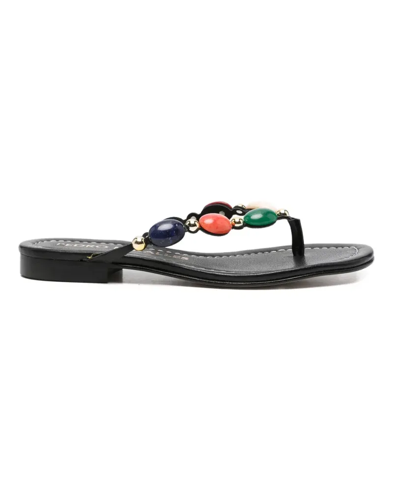 Pedro Miralles bead-embellished thong sandals - Schwarz Schwarz