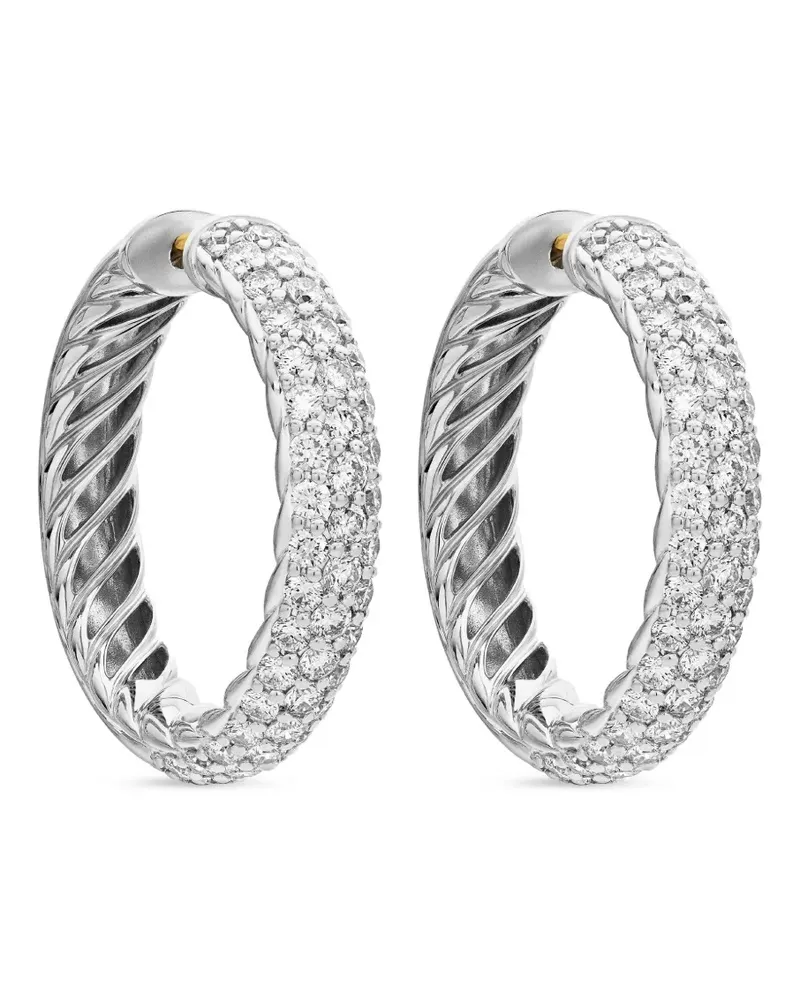 David Yurman DY Mercer Sterlingsilber-Creolen mit Diamanten (25,4mm Silber