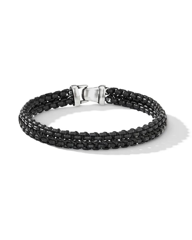 David Yurman Box Chain Armband mit gewebter Optik Schwarz