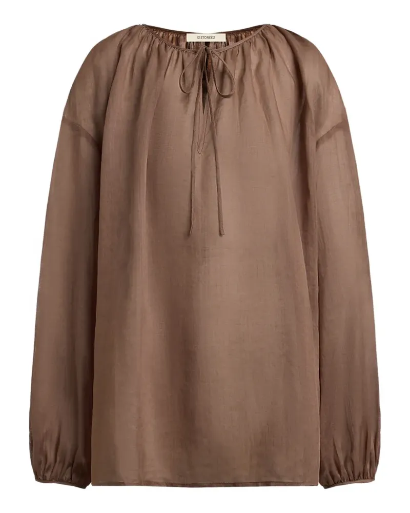 12 STOREEZ Bluse aus Rami - Braun Braun