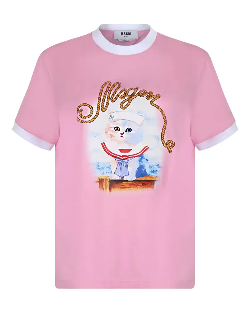 MSGM T-Shirt mit Katzen-Print - Rosa Rosa