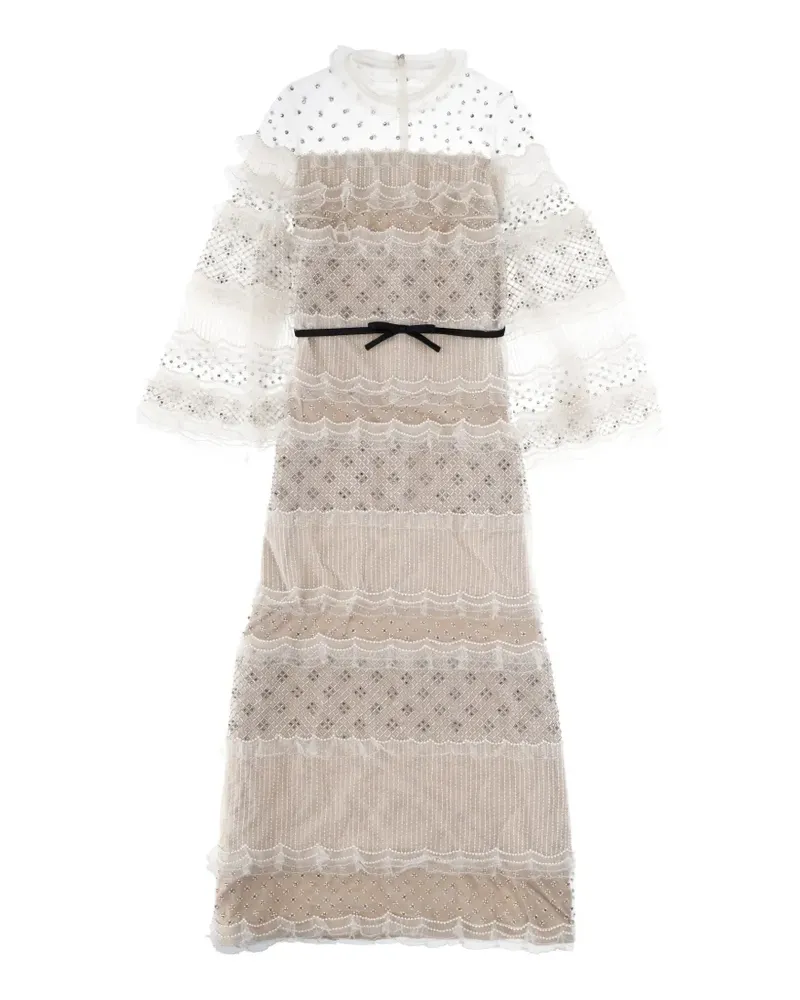 Valentino Garavani Verziertes Midikleid mit Rüschen - Nude Nude