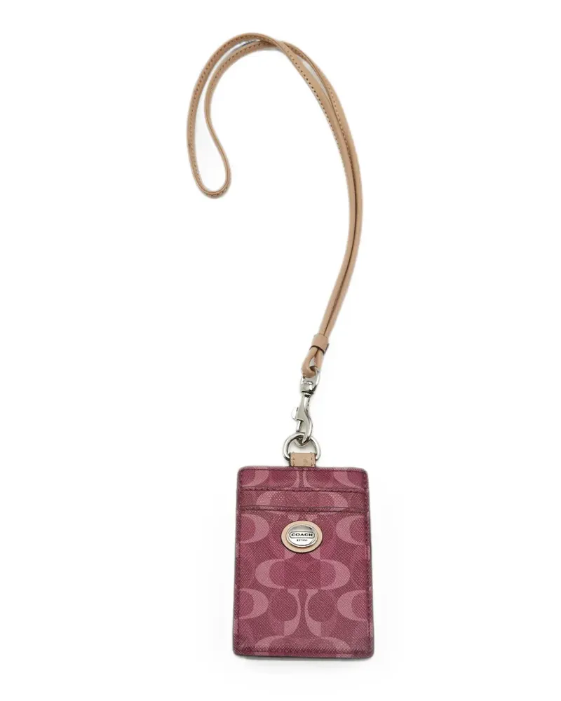 Coach Signature coated canvas lanyard cardholder - Rosa Rosa