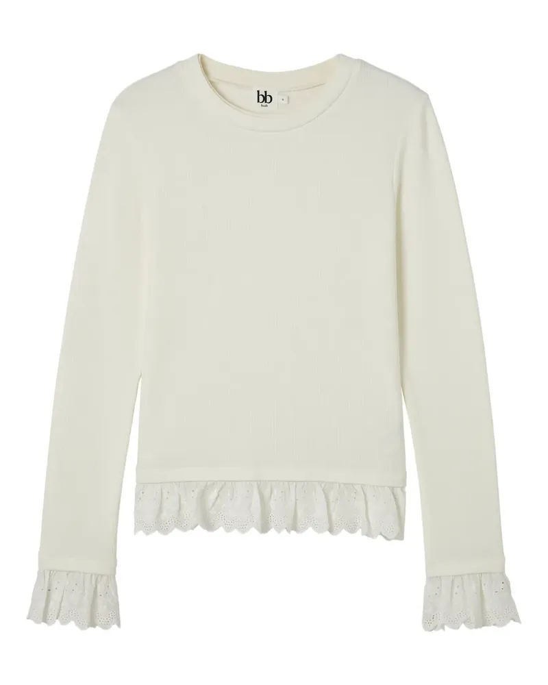 b+ab Top mit Rüschen - Weiß Weiß