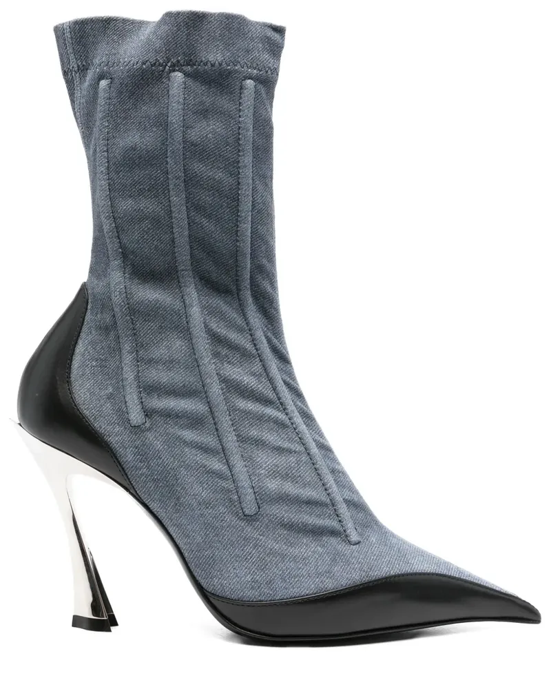 Thierry Mugler Stiefeletten mit spitzer Kappe 110mm - Blau Blau