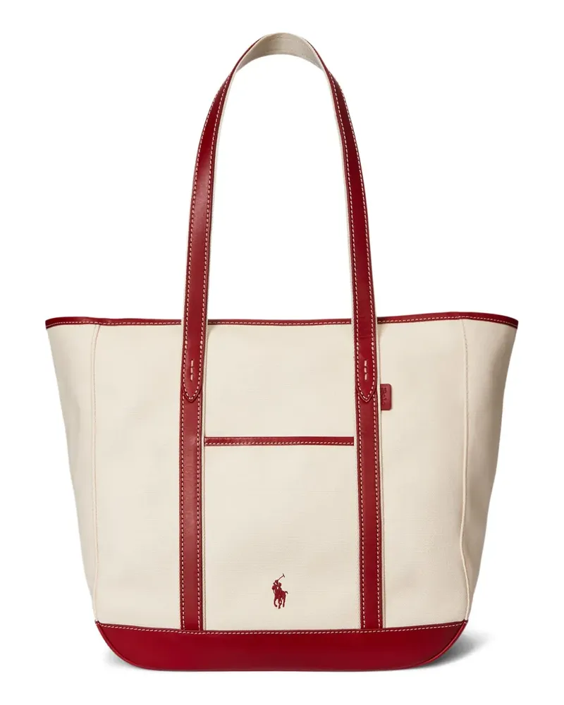 Ralph Lauren Mittelgroße Canvas-Tote Bag mit Lederbesatz - Nude Nude