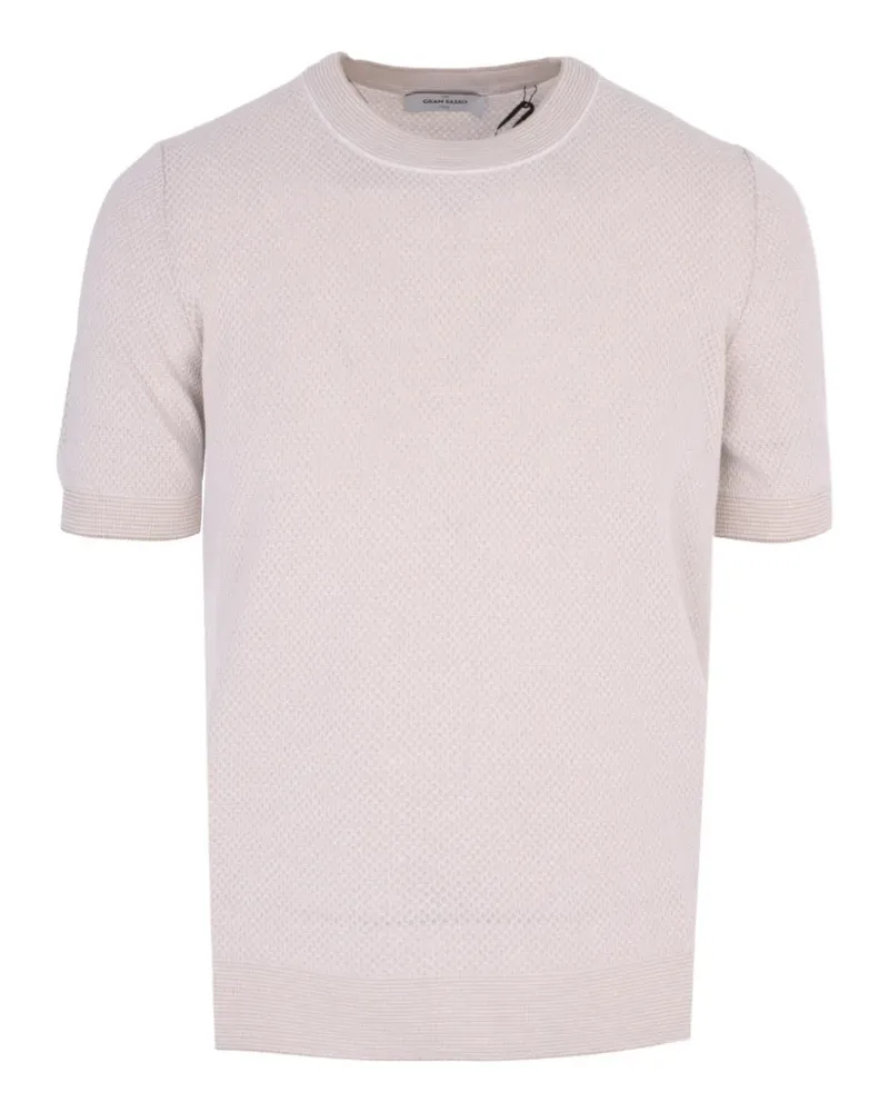 Gran Sasso T-Shirt mit Waffelstrick-Muster - Nude Nude