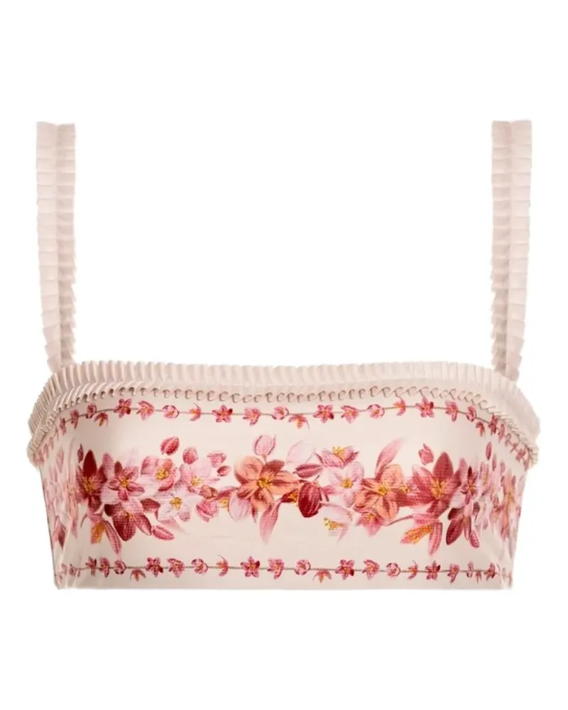 AGUA BENDITA Olmo Cauca ruffled floral-print bikini top - Weiß Weiß