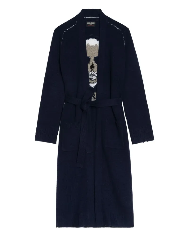 Zadig & Voltaire Salonny Strickmantel mit Totenkopf-Intarsie - Blau Blau