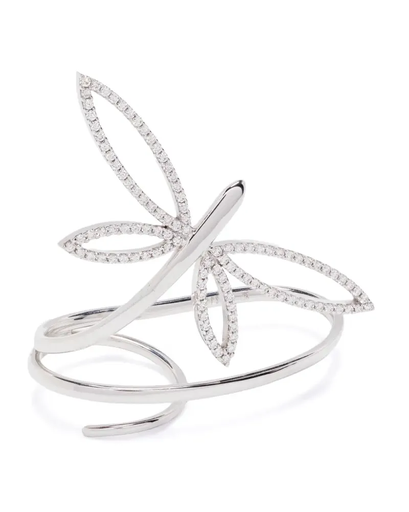 ANAPSARA 18kt Weißgoldring mit Libellenmotiv und Diamant - Silber Silber