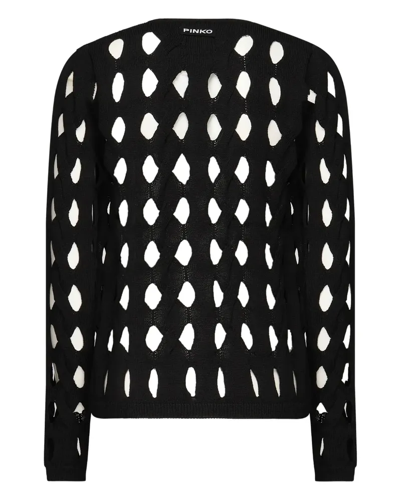 Pinko Cardigan mit Lochstrickmuster - Schwarz Schwarz