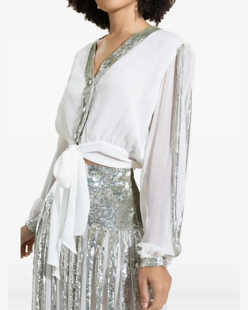 Temperley London Filigree Bluse mit Pailletten - Weiß Weiß