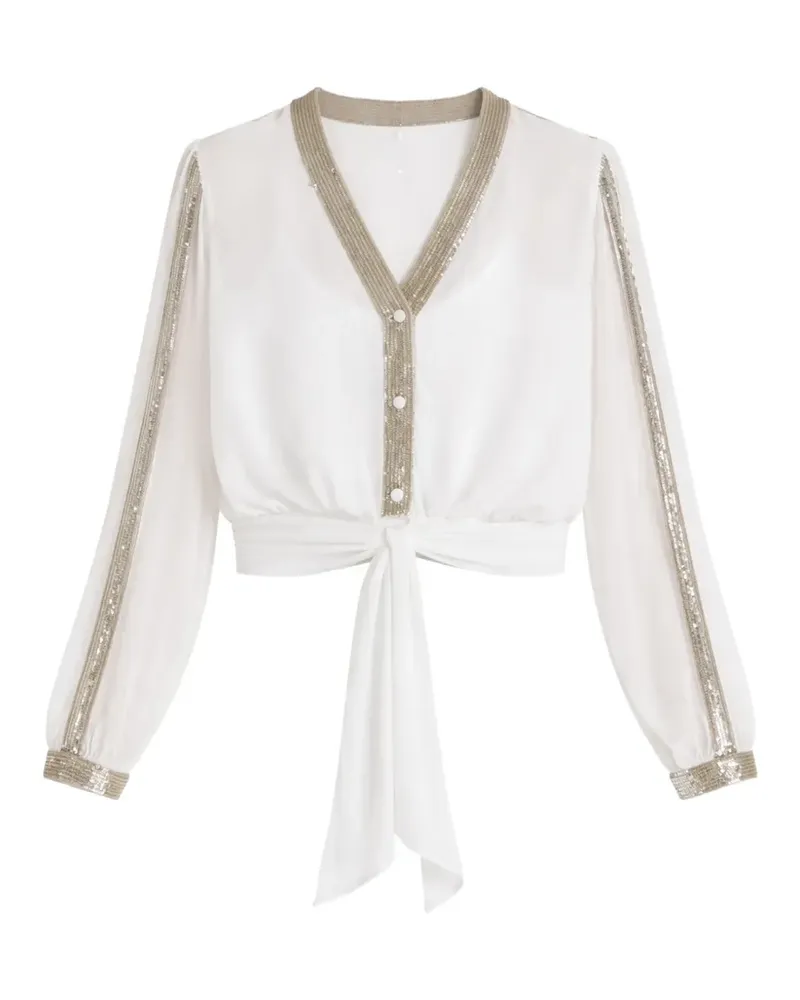 Temperley London Filigree Bluse mit Pailletten - Weiß Weiß