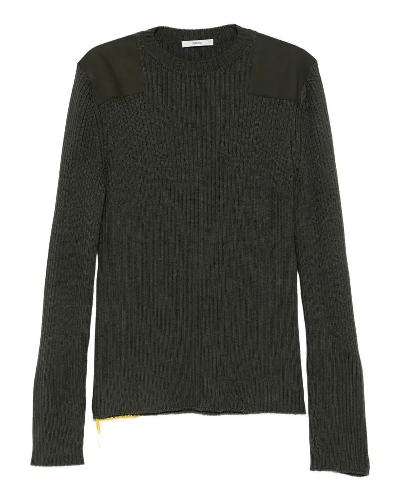 Fendi Gerippter Pullover mit Patch - Grün Grün