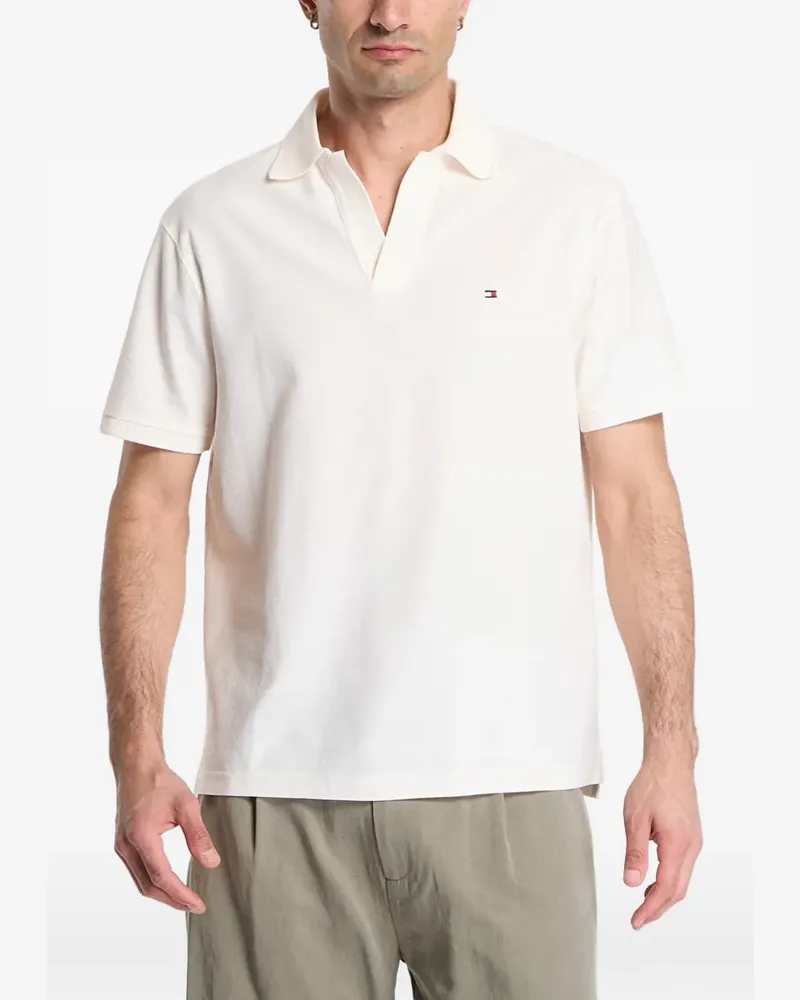 Tommy Hilfiger Crepe logo-embroidered polo shirt - Nude Nude