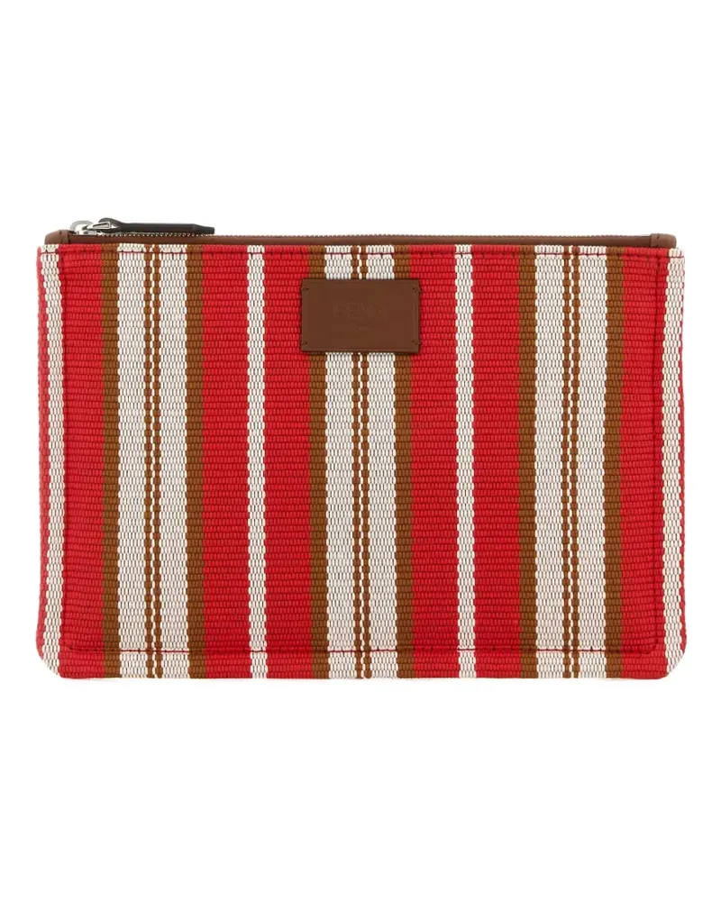 Fendi Kleine Clutch aus Canvas mit Streifen - Rot Rot