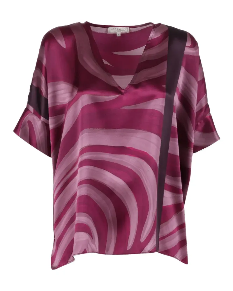 Antonelli Firenze abstract-print silk T-shirt - Rosa Rosa