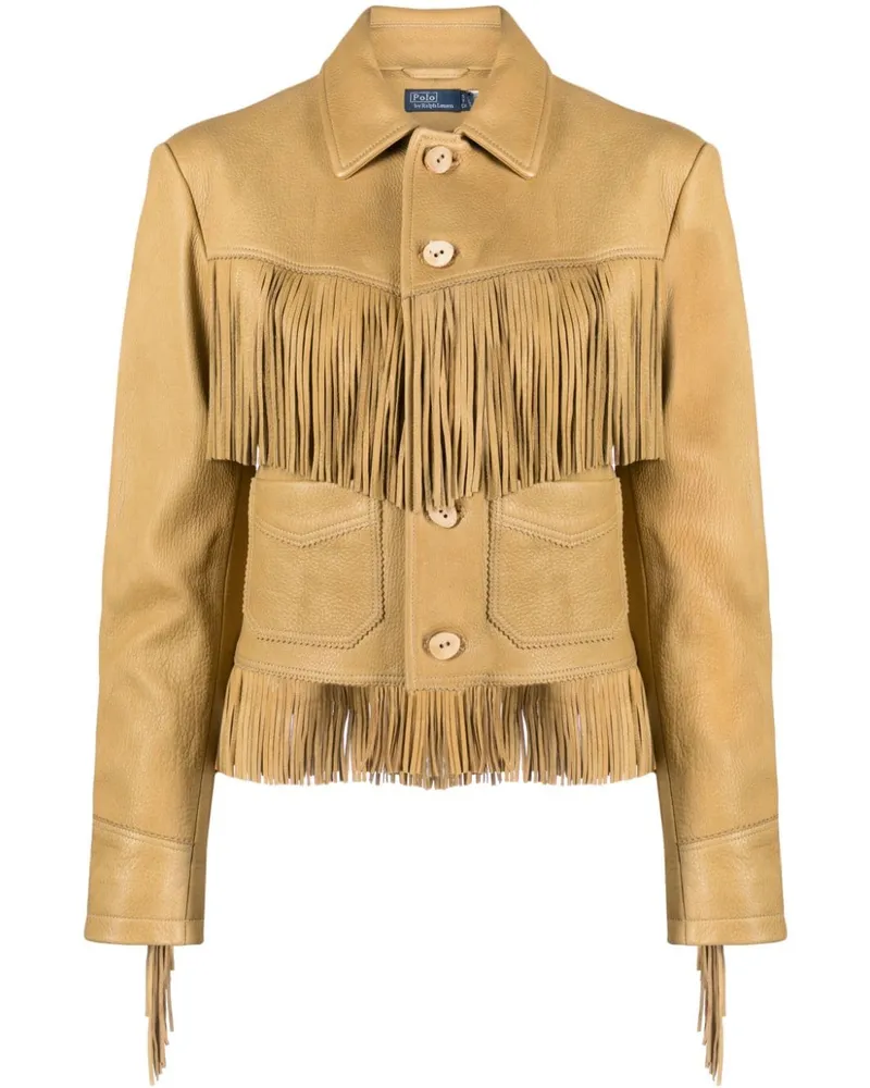 Ralph Lauren Lederjacke mit Fransen - Nude Nude