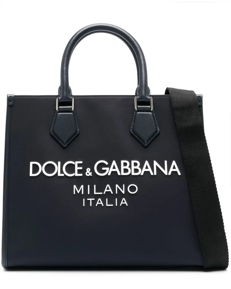 Dolce & Gabbana Canvas-Handtasche mit Logo-Prägung - Blau Blau
