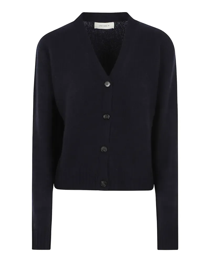 Lisa Yang Cardigan mit V-Ausschnitt - Blau Blau