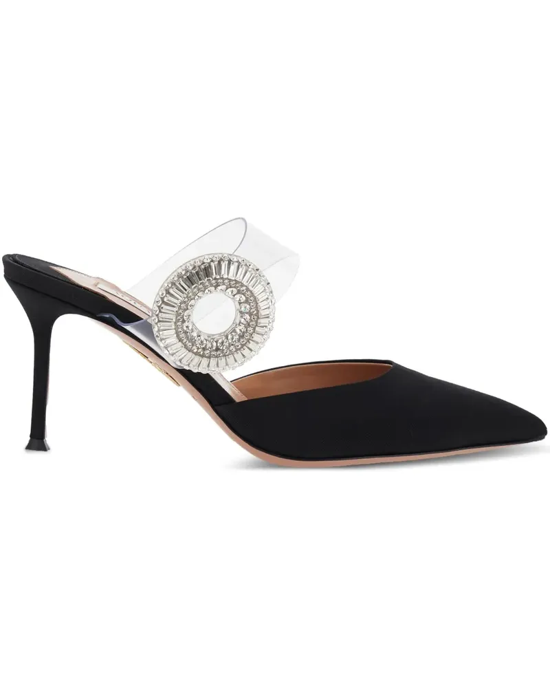Aquazzura Spitze Crystal Hoop Mules 75mm - Schwarz Schwarz