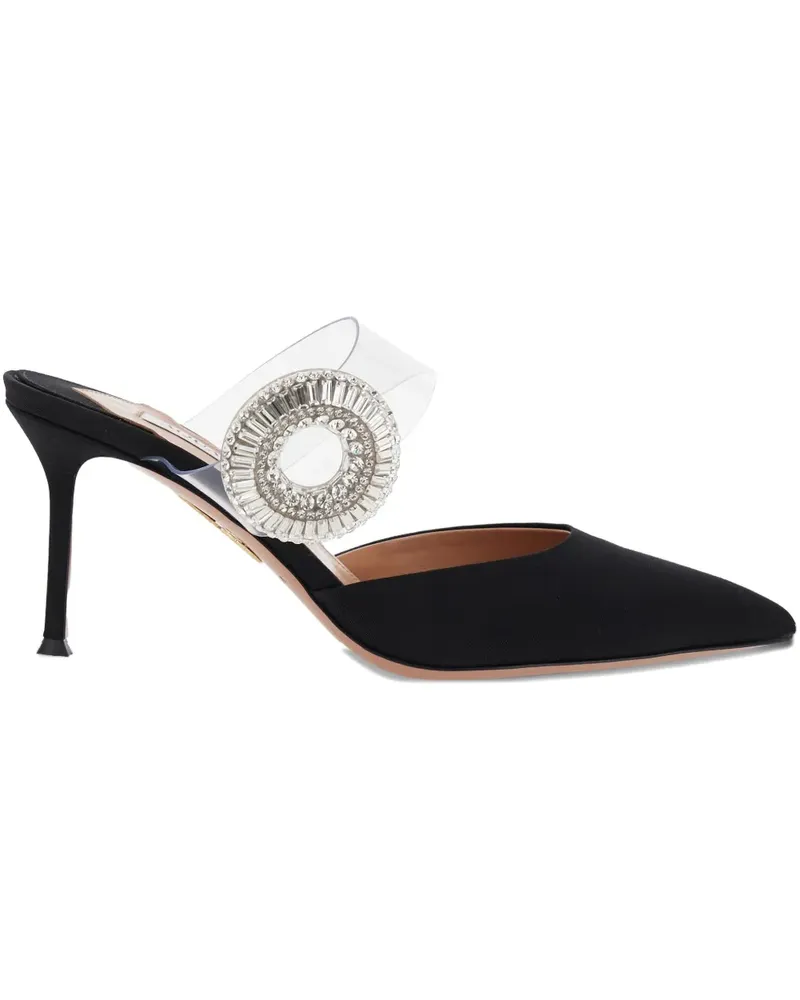 Aquazzura Spitze Crystal Hoop Mules 75mm - Schwarz Schwarz