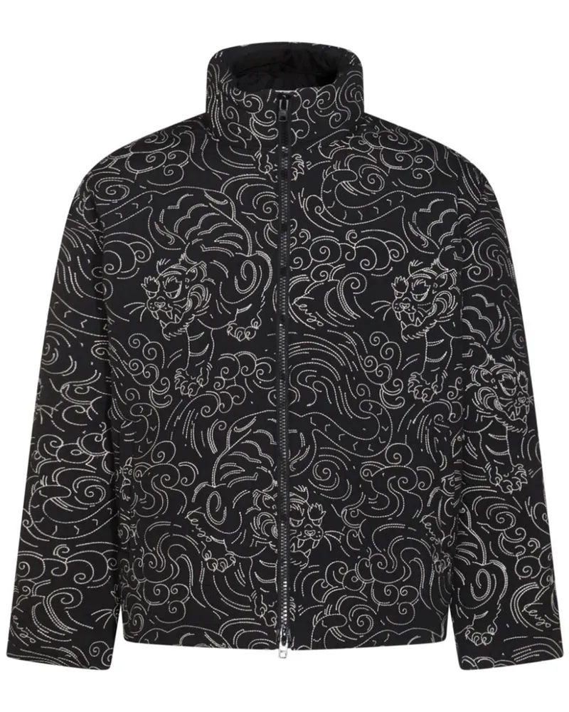 Kenzo Gefütterte Jacke mit Blumen-Print Schwarz
