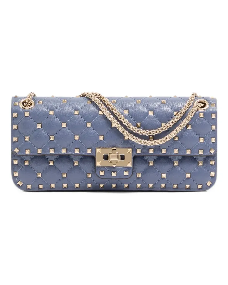 Valentino Garavani Mittelgroße Rockstud Spike Schultertasche aus Ziegenleder - Blau Blau