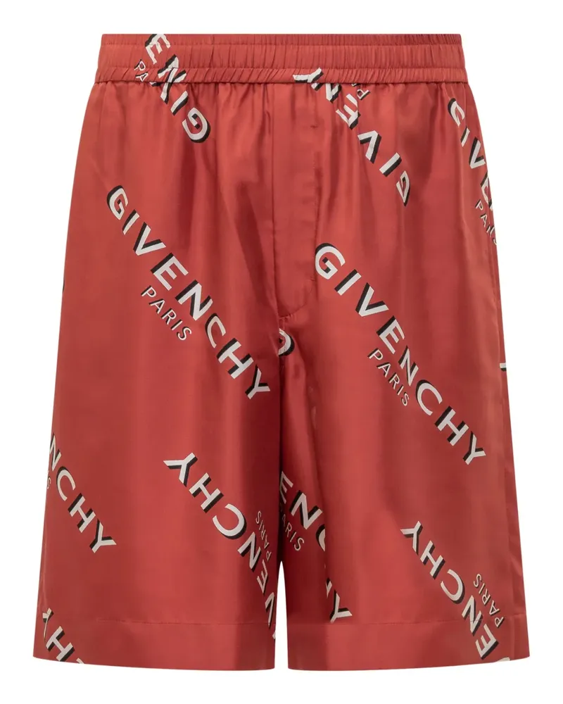 Givenchy Shorts aus Seide mit Logo-Print - Rot Rot