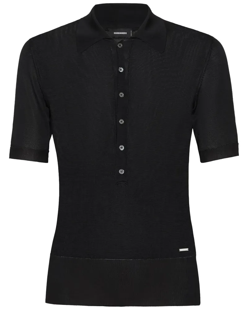 Dsquared2 Poloshirt mit Logo-Schild - Schwarz Schwarz