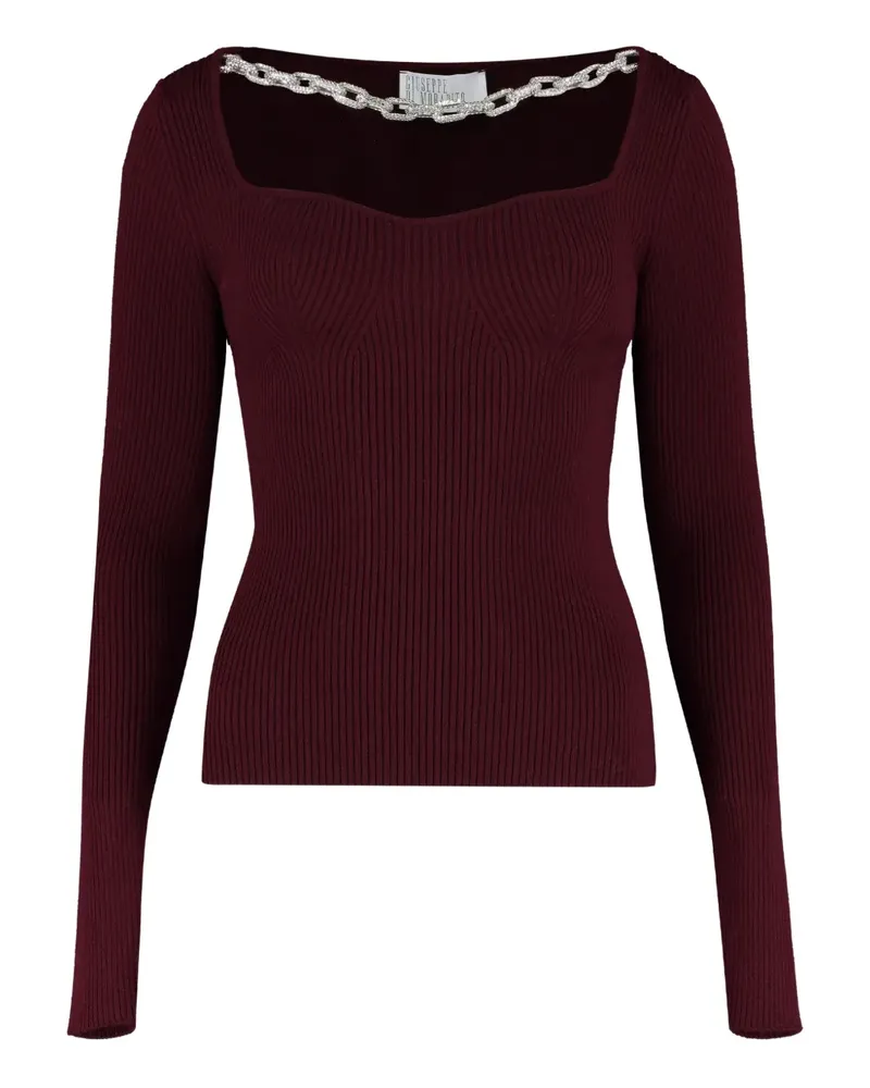 Giuseppe di Morabito Gerippter Pullover mit Zierkette - Rot Rot