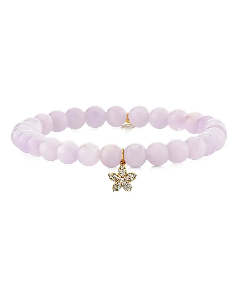 Sydney Evan 14kt kleines Plumeria Gelbgoldarmband mit Diamant Gold