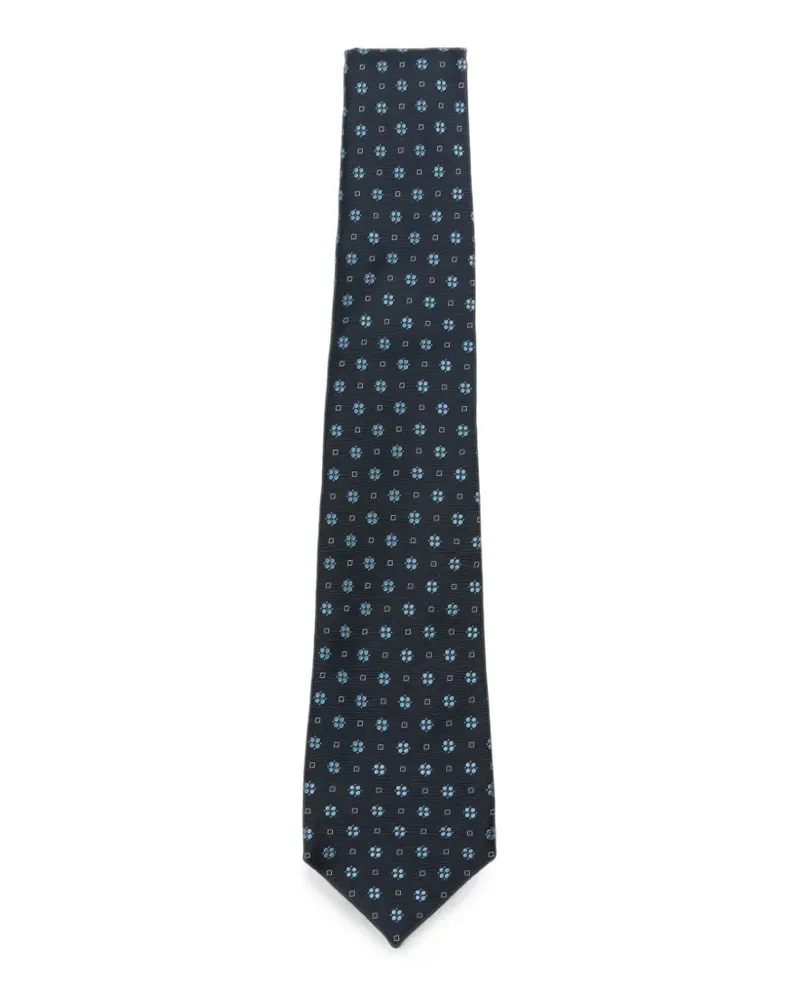 Kiton Krawatte mit Blumenmuster - Blau Blau