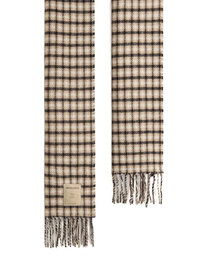 Woolrich Karierter Schal mit Fransen - Nude Nude