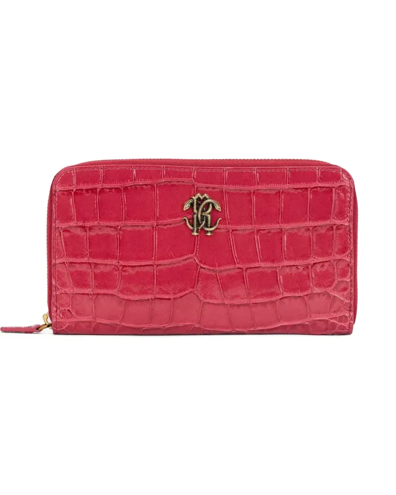Roberto Cavalli Portemonnaie mit Kroko-Optik - Rosa Rosa