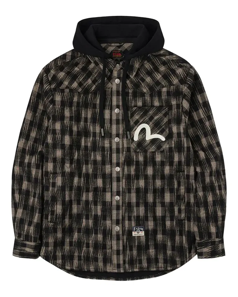 Evisu Karierte Kapuzenjacke - Schwarz Schwarz