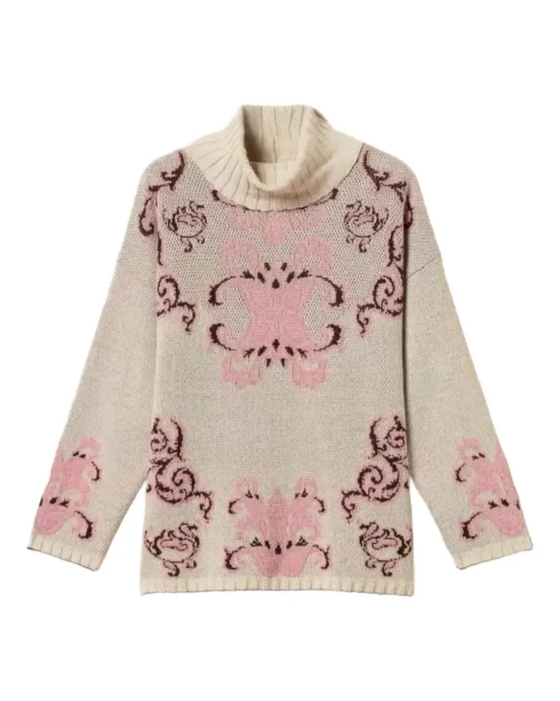 Twin-Set jacquard wool blend maxi jumper - Nude Nude