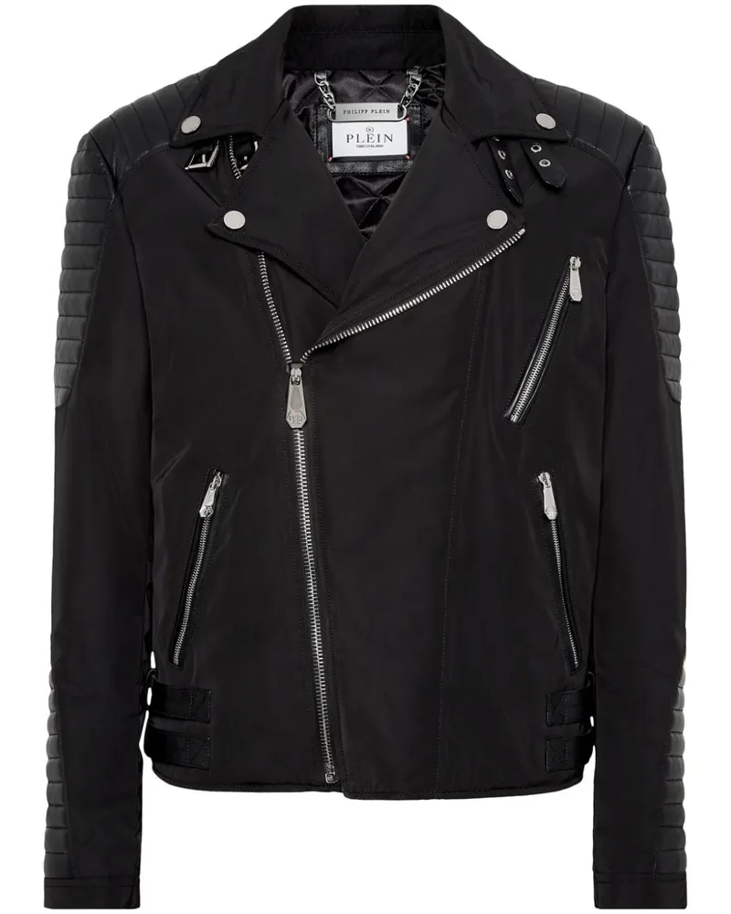 Philipp Plein Bikerjacke aus Leder - Schwarz Schwarz