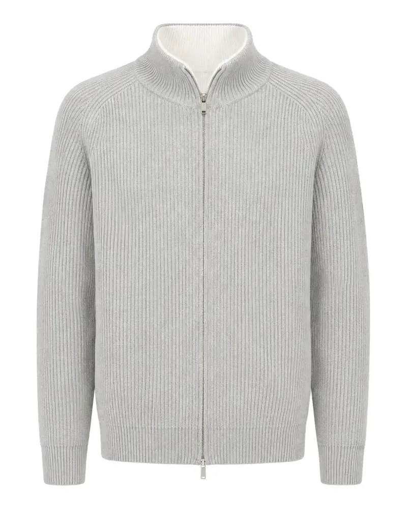 LARDINI Gerippter Cardigan mit Reißverschluss - Grau Grau